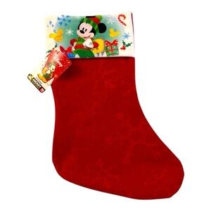 Disney Mickey Mouse Christmas Stocking Red & White Holiday Decor 16"
